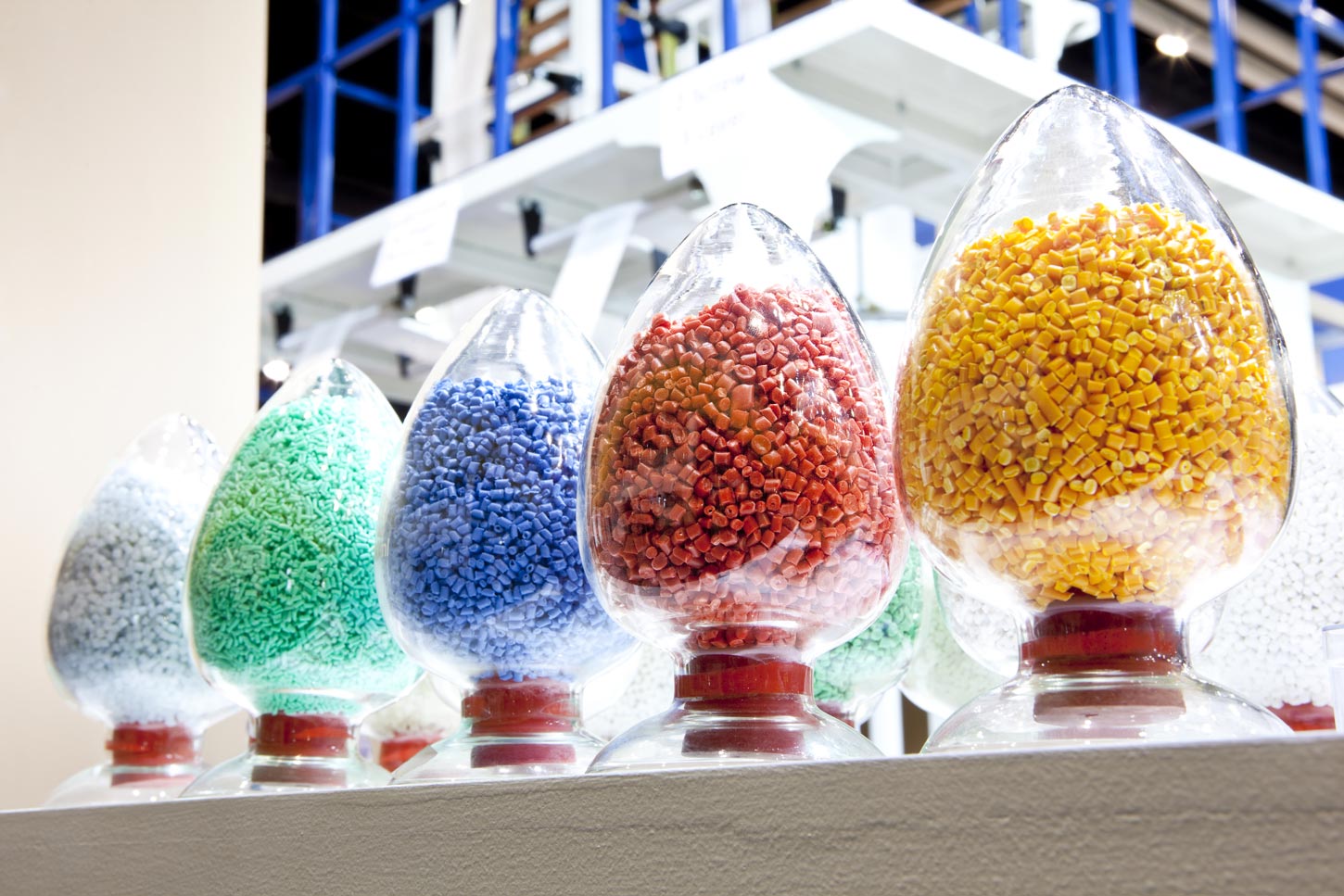 Plastic granules illustrating a mass-balance material system