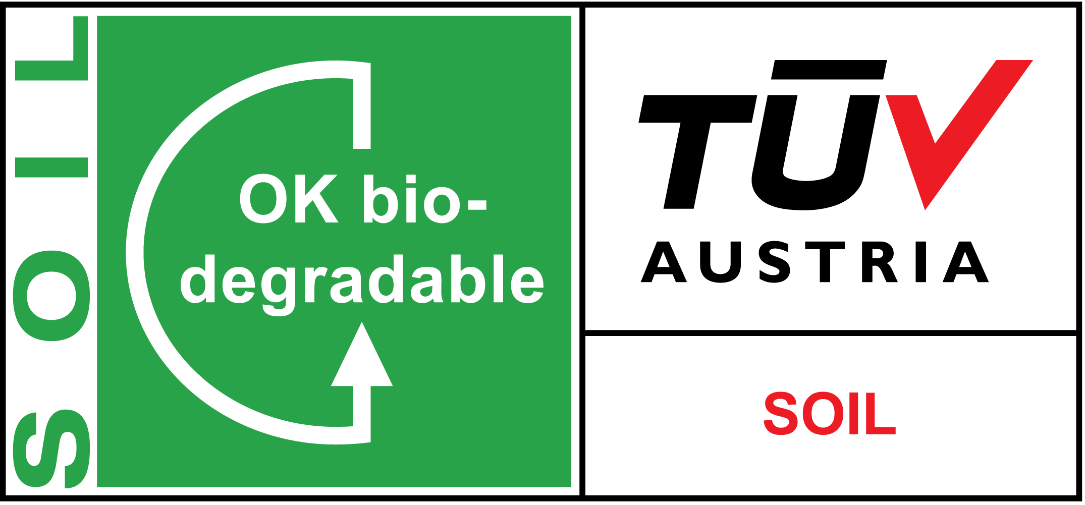 TUV Austria OK biodegradable SOIL certification mark